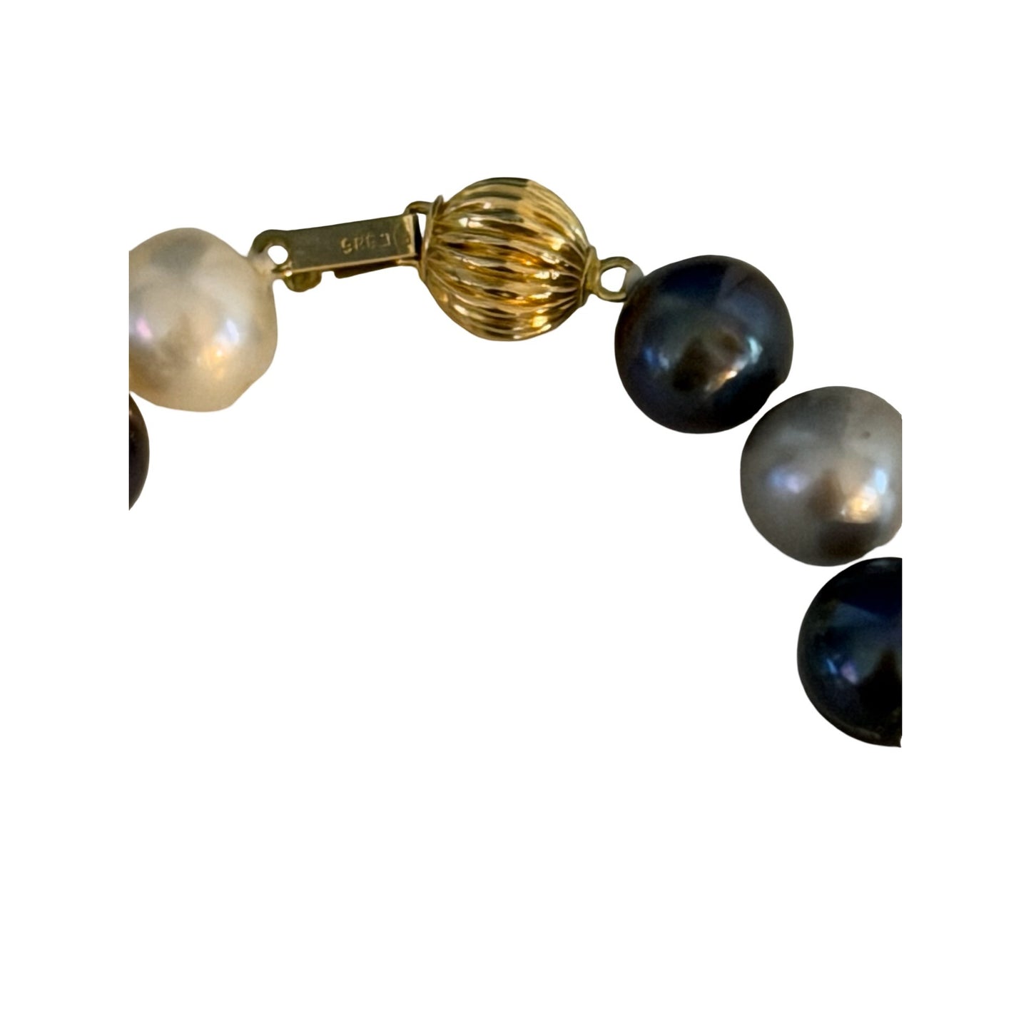 Multicolor Freshwater Pearl Necklace FIC 14K 585 Gold Clasp White Gray Peacock Burgundy
