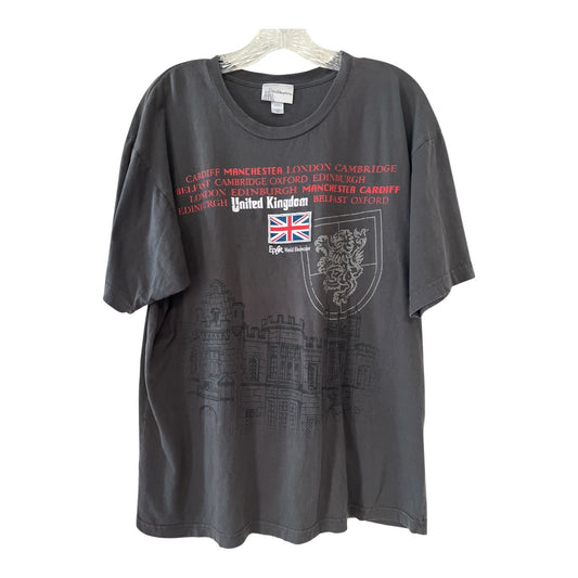 Vintage Walt Disney World United Kingdom T-Shirt – XL, Gray, UK Cities Flag Graphic (2000s)