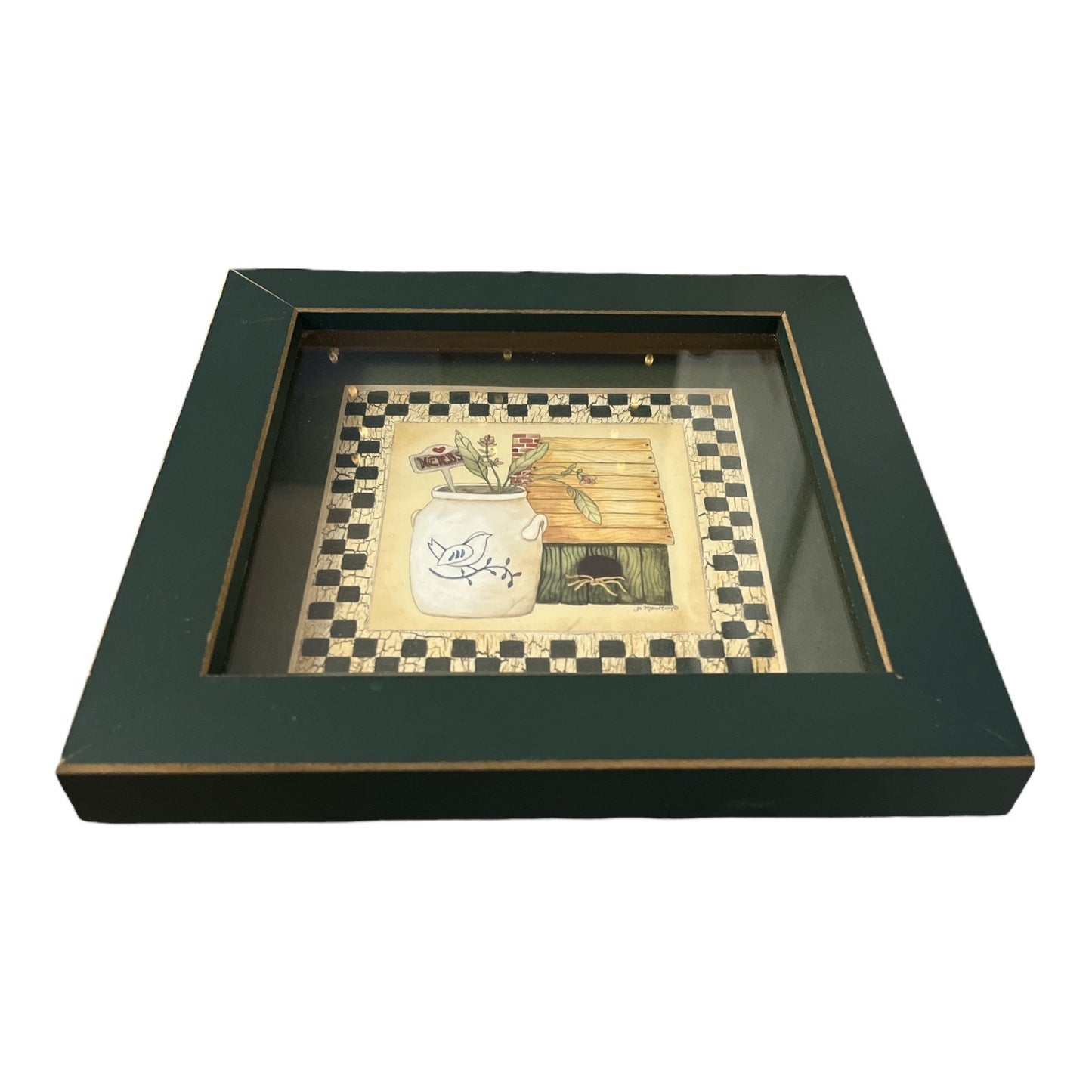 Jo Moulton “Birdhouse Kitchen” Framed Wall Art – Country Folk Style Print – 1999 Dayton Hudson – Made in USA