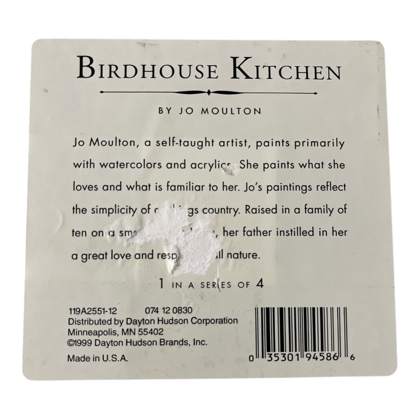 Jo Moulton “Birdhouse Kitchen” Framed Wall Art – Country Folk Style Print – 1999 Dayton Hudson – Made in USA
