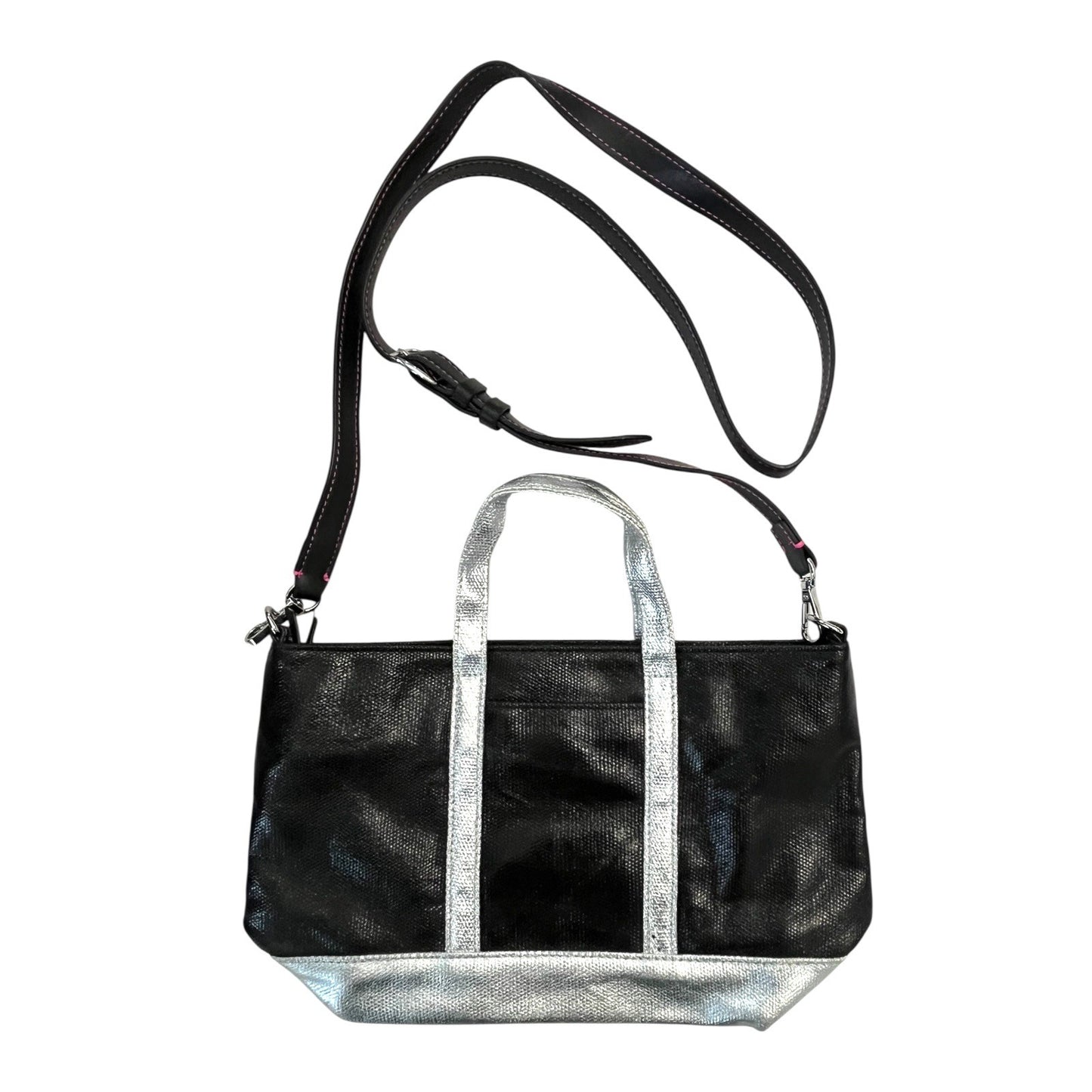 Victoria’s Secret Mini Tote Crossbody Bag Black Silver Trim Zip Top 7x11" 2010s
