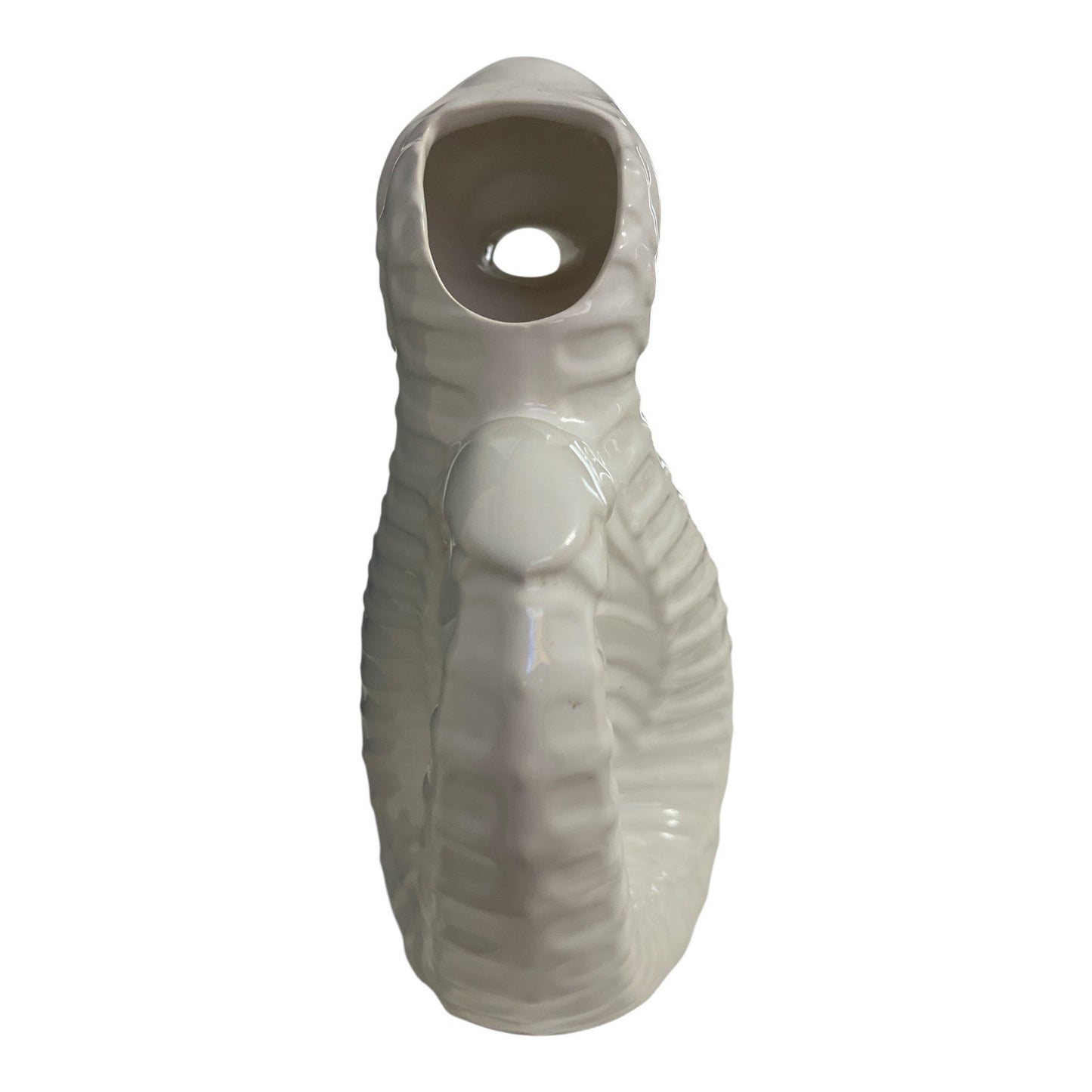 Vintage White Ceramic Seahorse Pitcher – Made in Portugal – 1980s–1990s