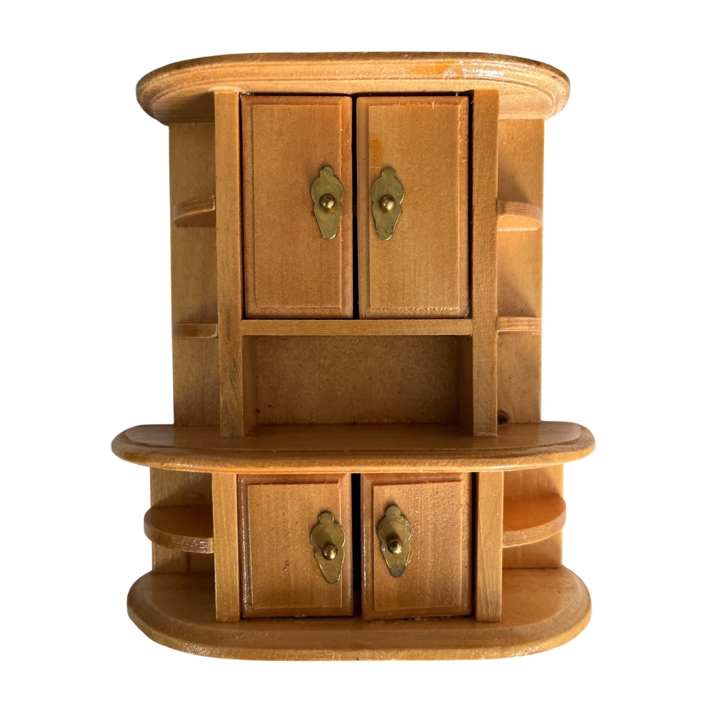 Vintage Miniature Wooden Cabinet Dollhouse Hutch Cupboard Storage Furniture