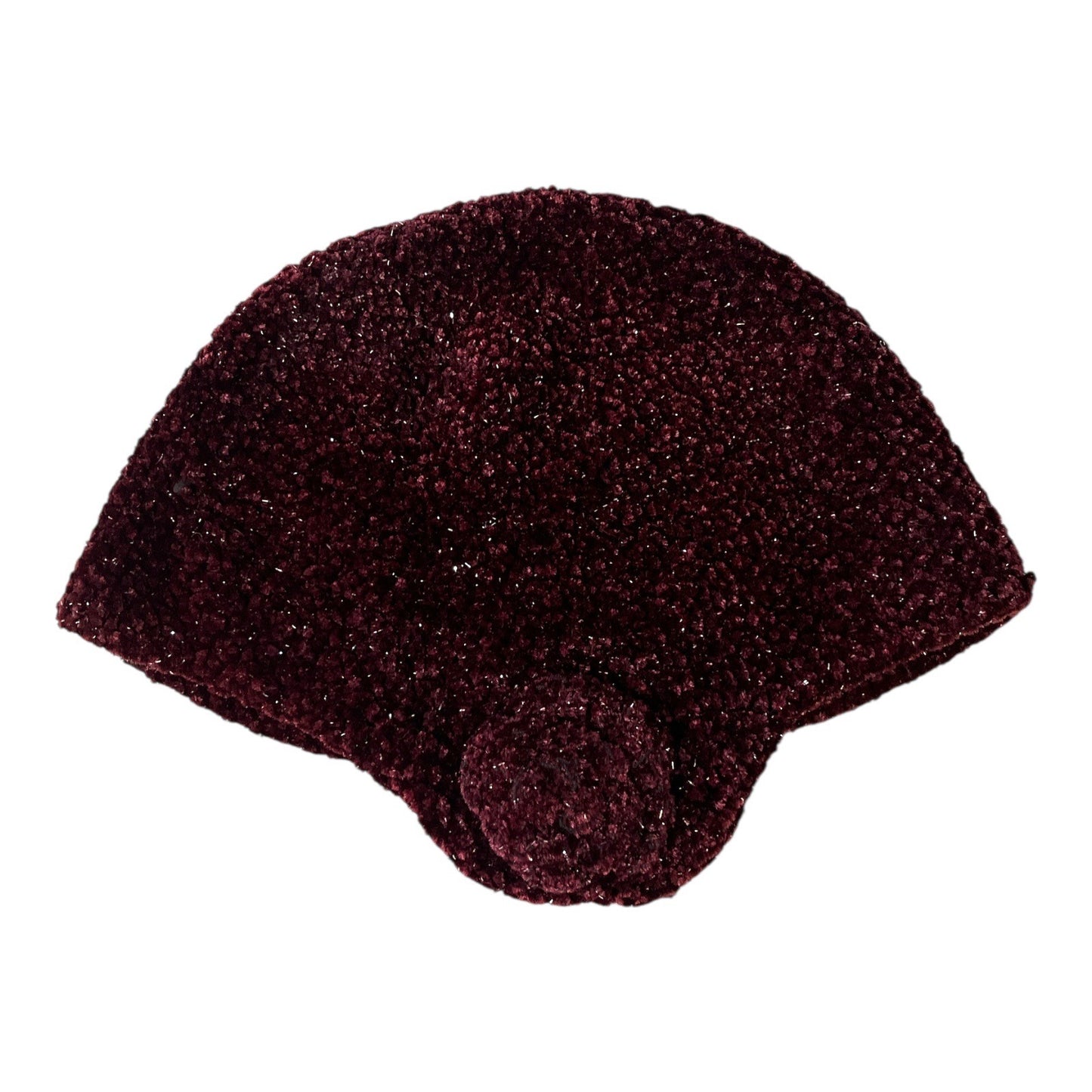 Vintage Italian Handmade Chenille Cloche Hat Burgundy Metallic Accent
