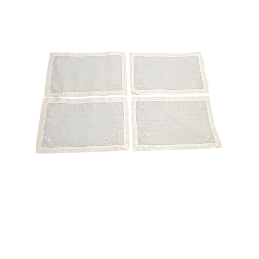 Vintage 1960s Shamrock Irish Linen Luncheon Placemats Embroidered 18x12 Set of 4
