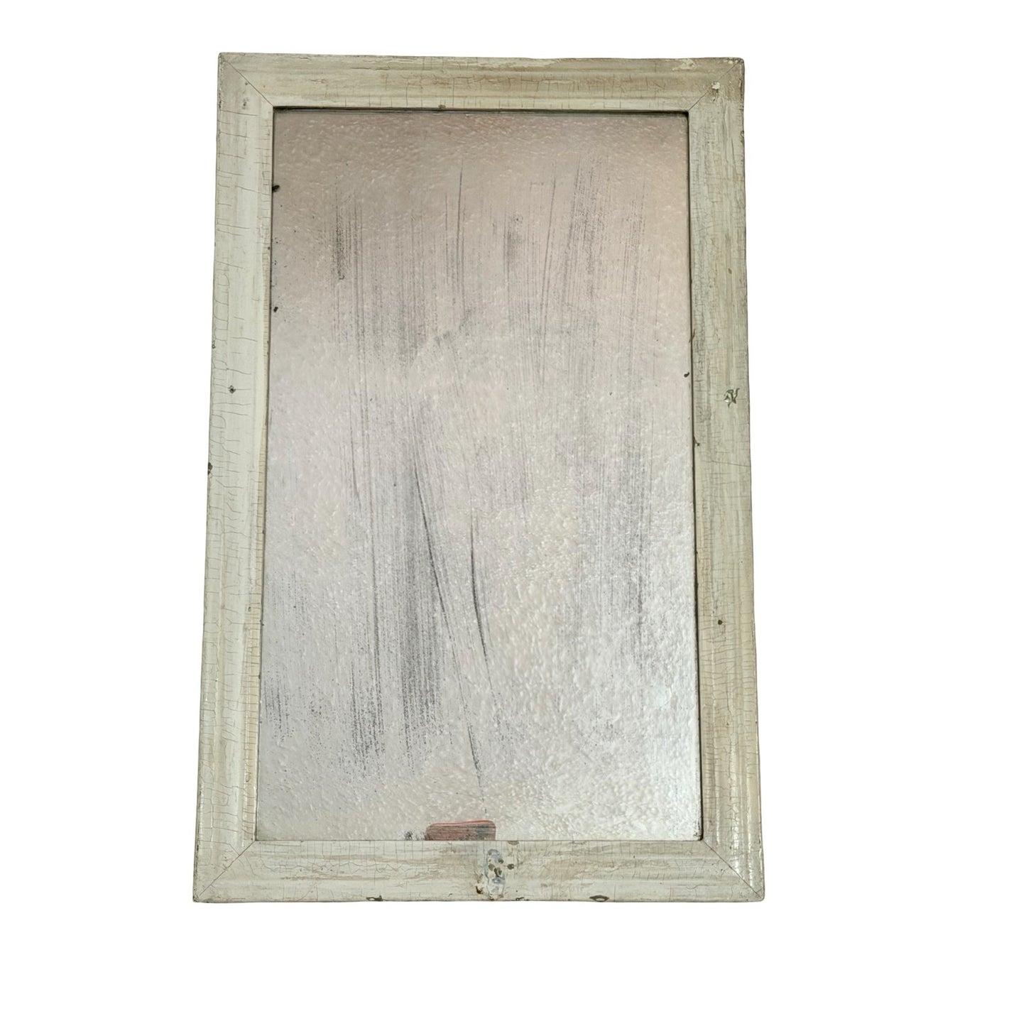 Vintage Hooker Wall Mirror Distressed White Wood Frame Authentic Foxed Glass Farmhouse Cottage 19x12