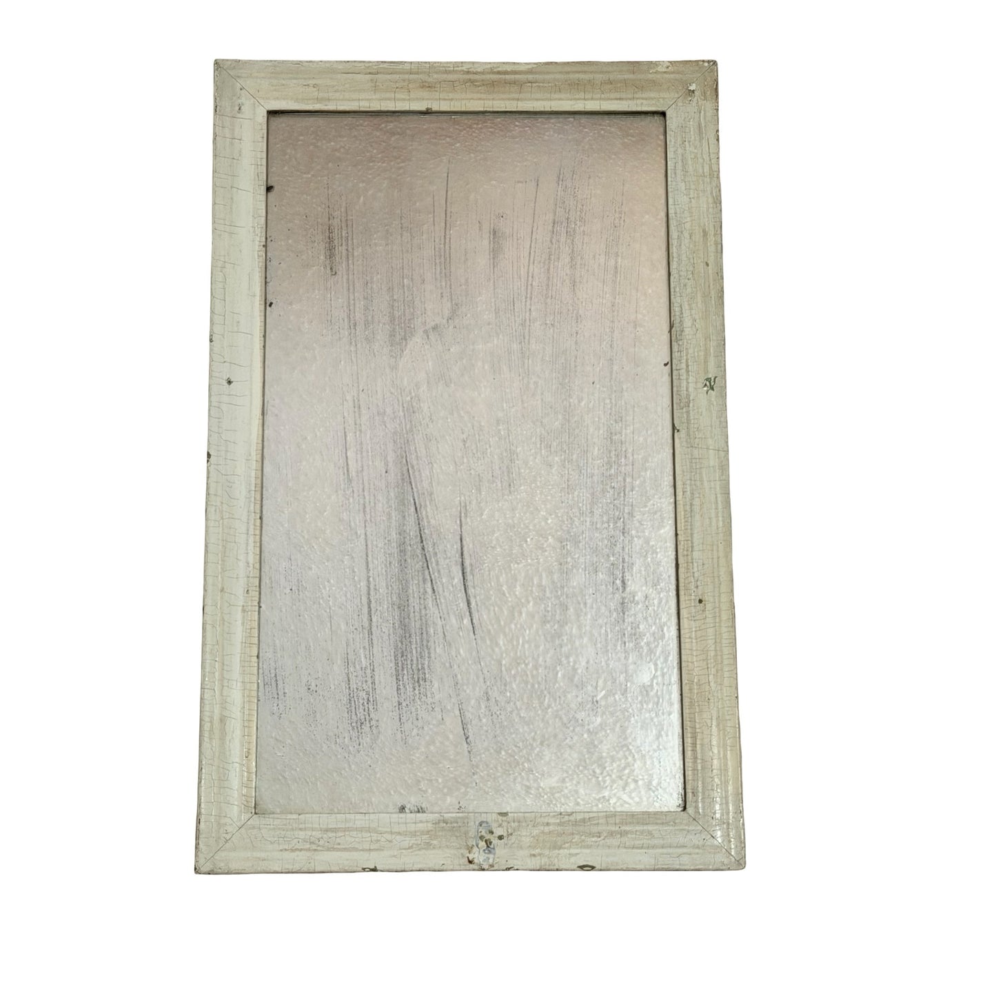 Vintage Hooker Wall Mirror Distressed White Wood Frame Authentic Foxed Glass Farmhouse Cottage 19x12