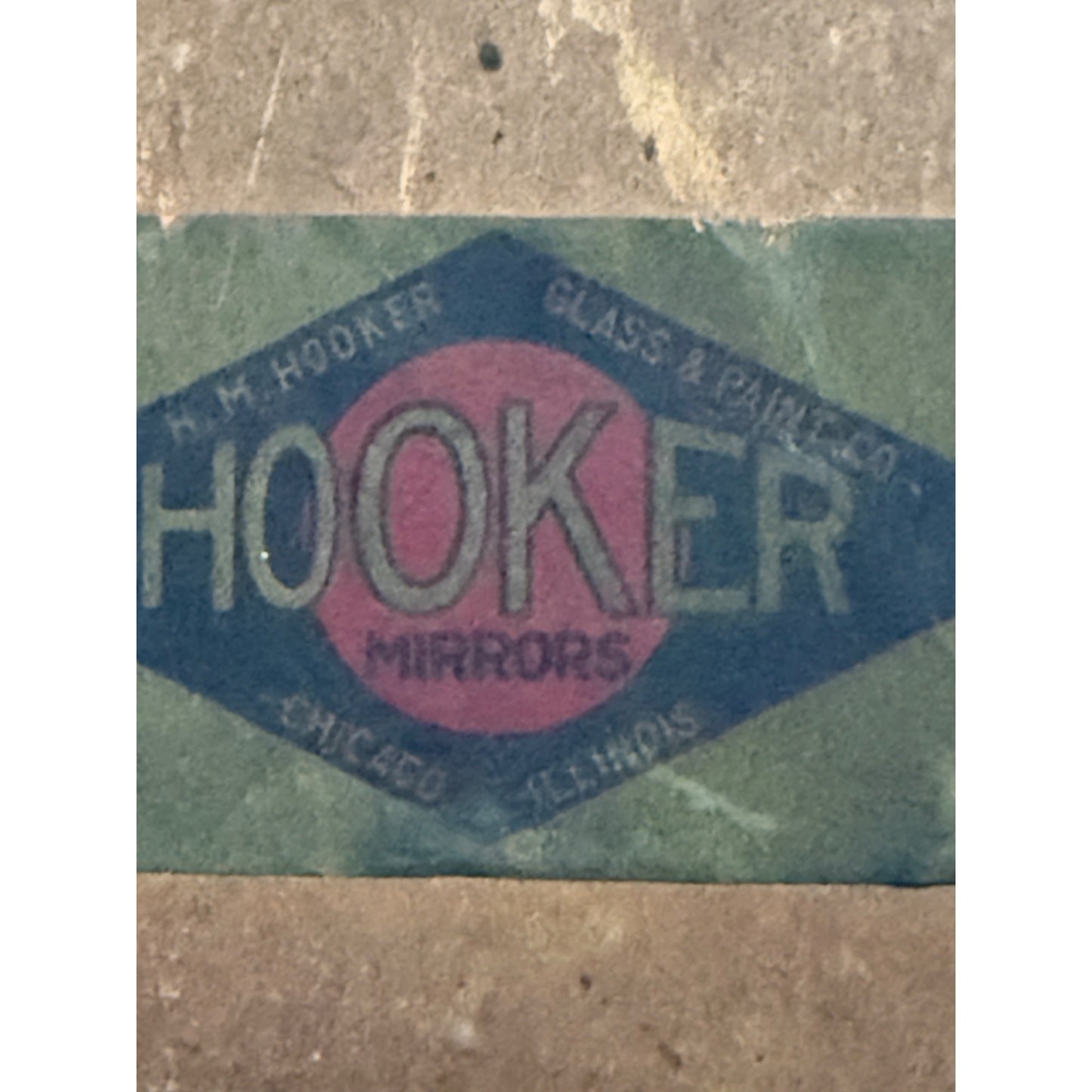 Vintage Hooker Wall Mirror Distressed White Wood Frame Authentic Foxed Glass Farmhouse Cottage 19x12
