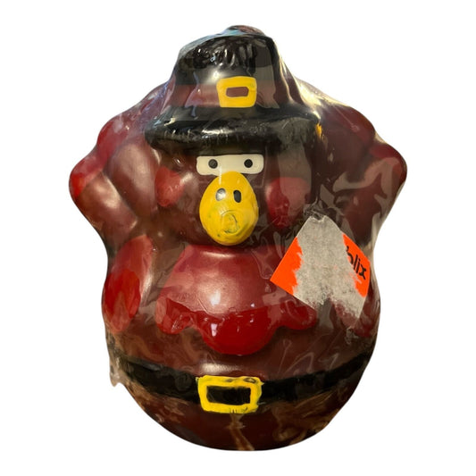 Thanksgiving Turkey Pilgrim Candle – 5" Tall – Publix Store – 1990s–2000s – New in Plastic – Minor Wear