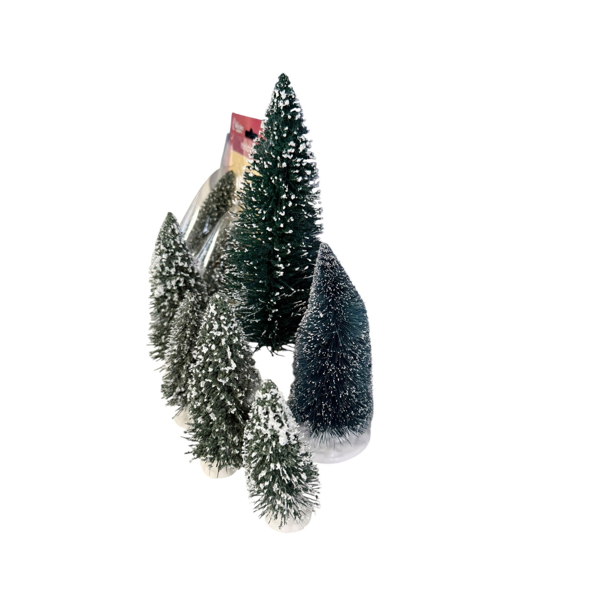 Cobblestone Corners Christmas Village Bottle Brush Tree Lot 8 Flocked 4"-9"