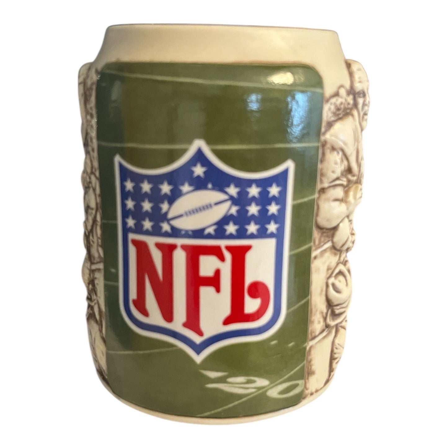 NFL Ceramic Football Mug Stein Raised Relief Players Sports Coffee Cup