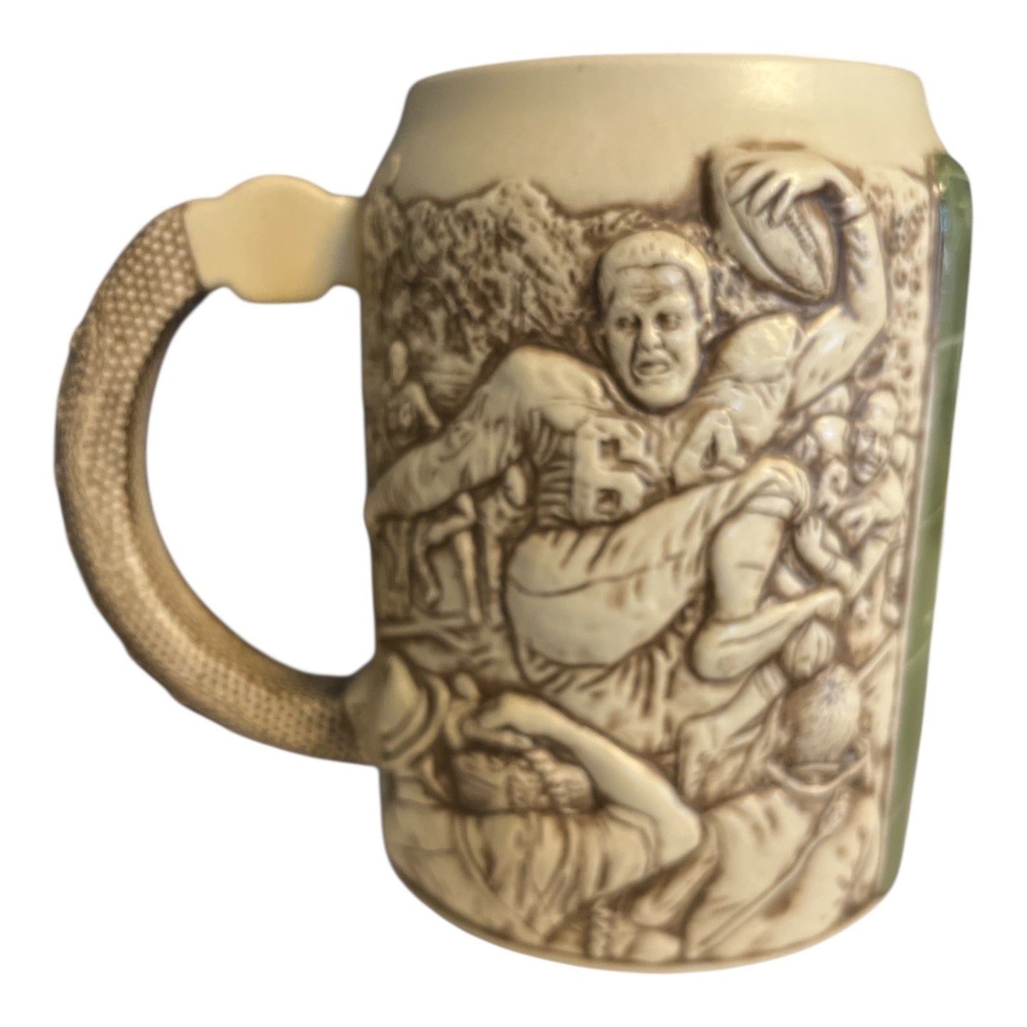 NFL Ceramic Football Mug Stein Raised Relief Players Sports Coffee Cup