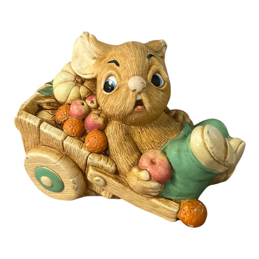 Vintage PenDelfin Barrow Boy Figurine Rabbit in Cart Hand-Painted Stonecraft Made in England Collectible Bunny Decor