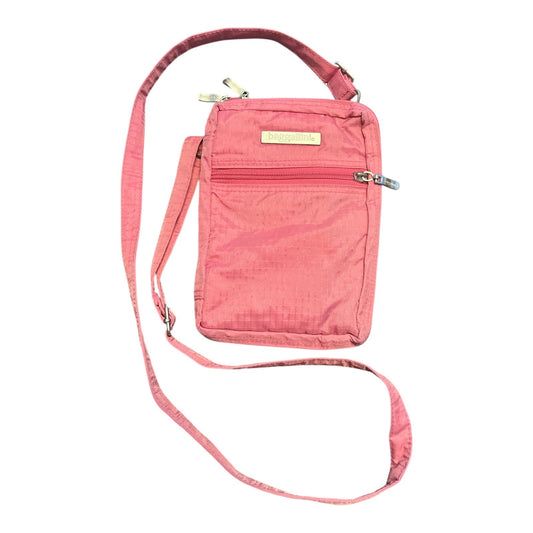 Baggallini Pink Nylon Crossbody Wallet Purse – Travel Organizer Bag – 9 x 6 in