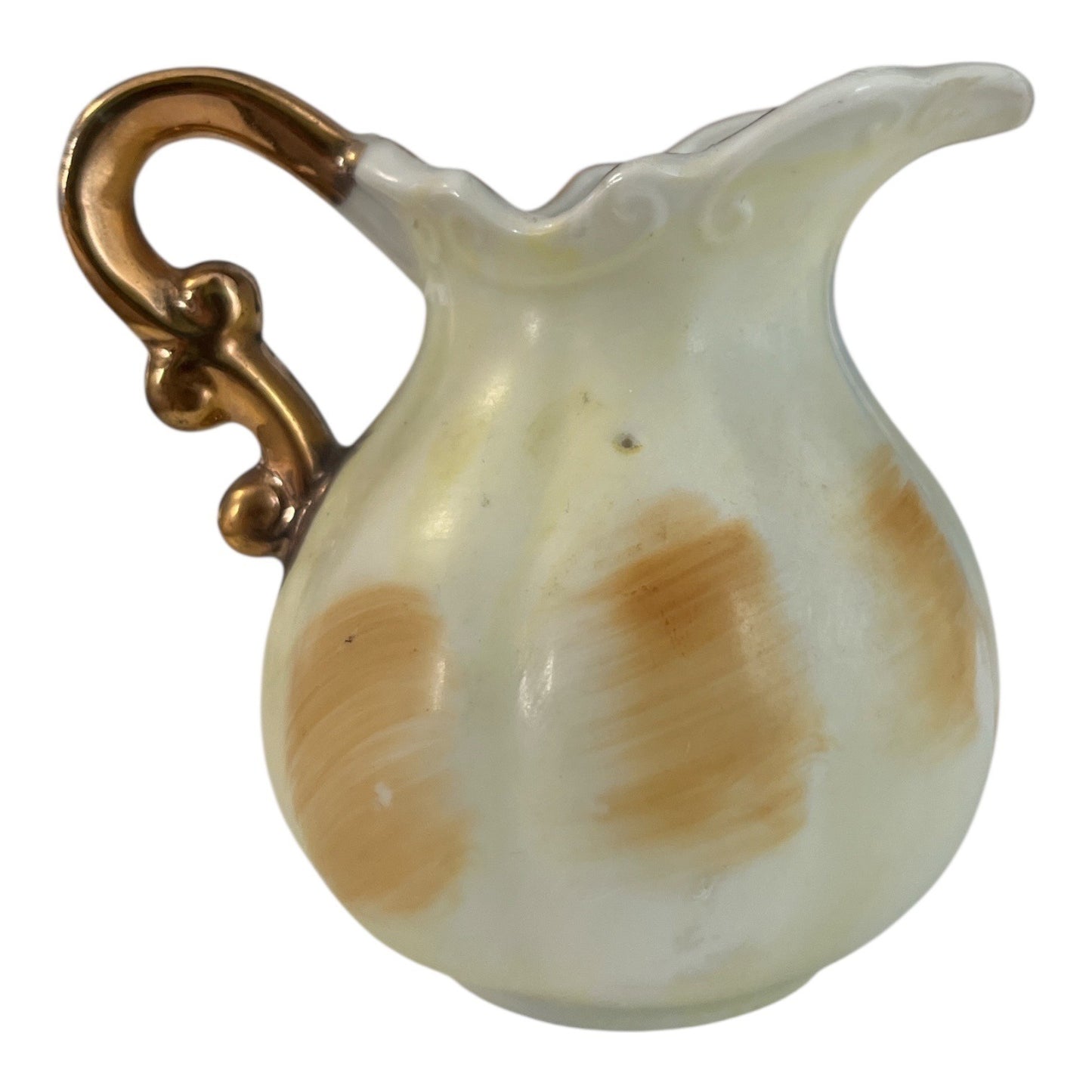 Vintage Arimark Japan Hand Painted Mini Pitcher and Saucer Set Gold Handle