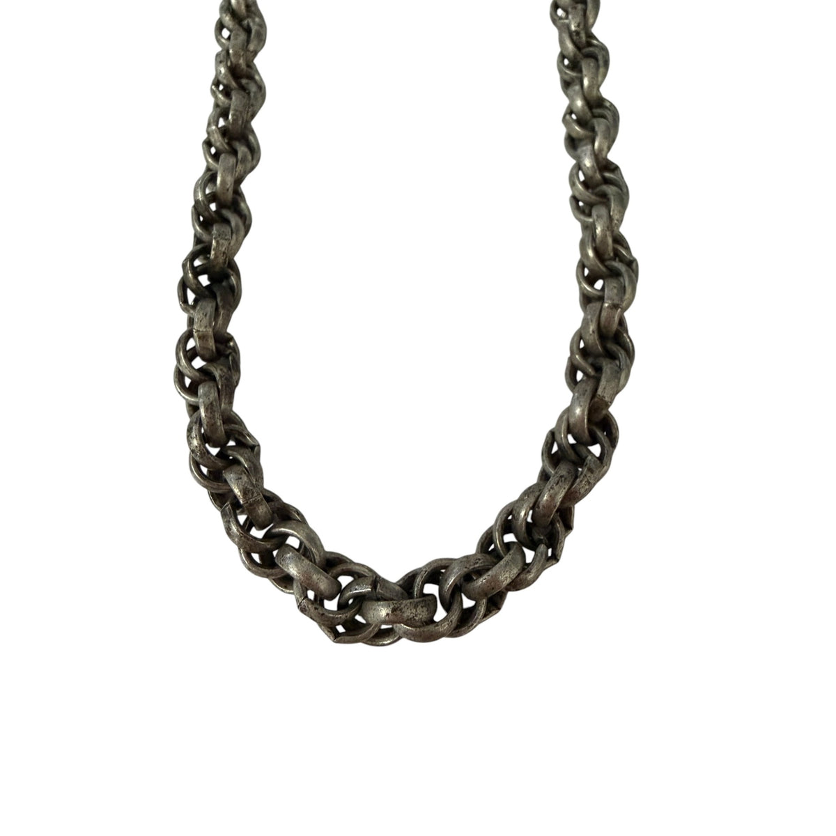 Vintage Germany Silver Tone Double Rolo Chain Necklace 19 Inch