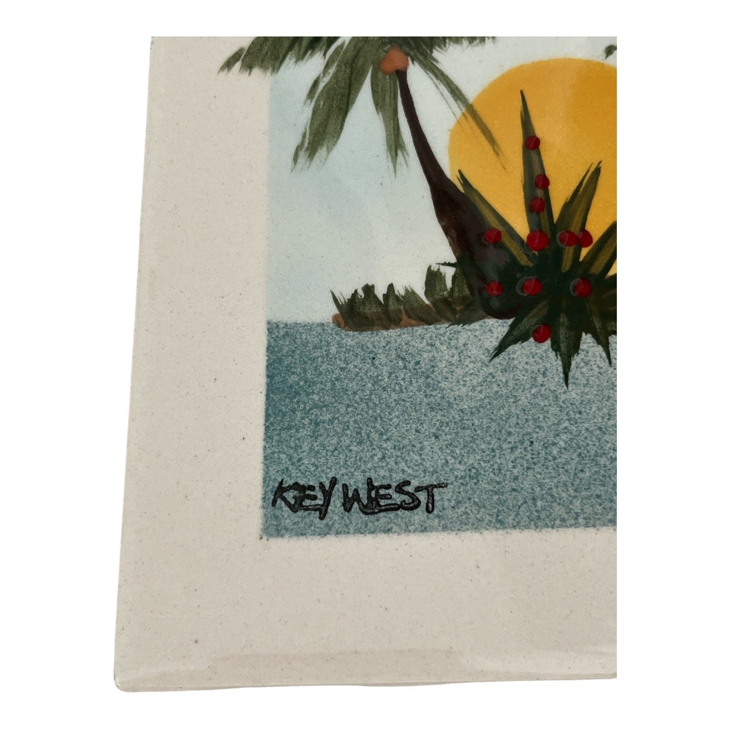 Key West Hand-Painted Ceramic Tile – Signed W. Hyla (Walt Hyla)  – 1990s