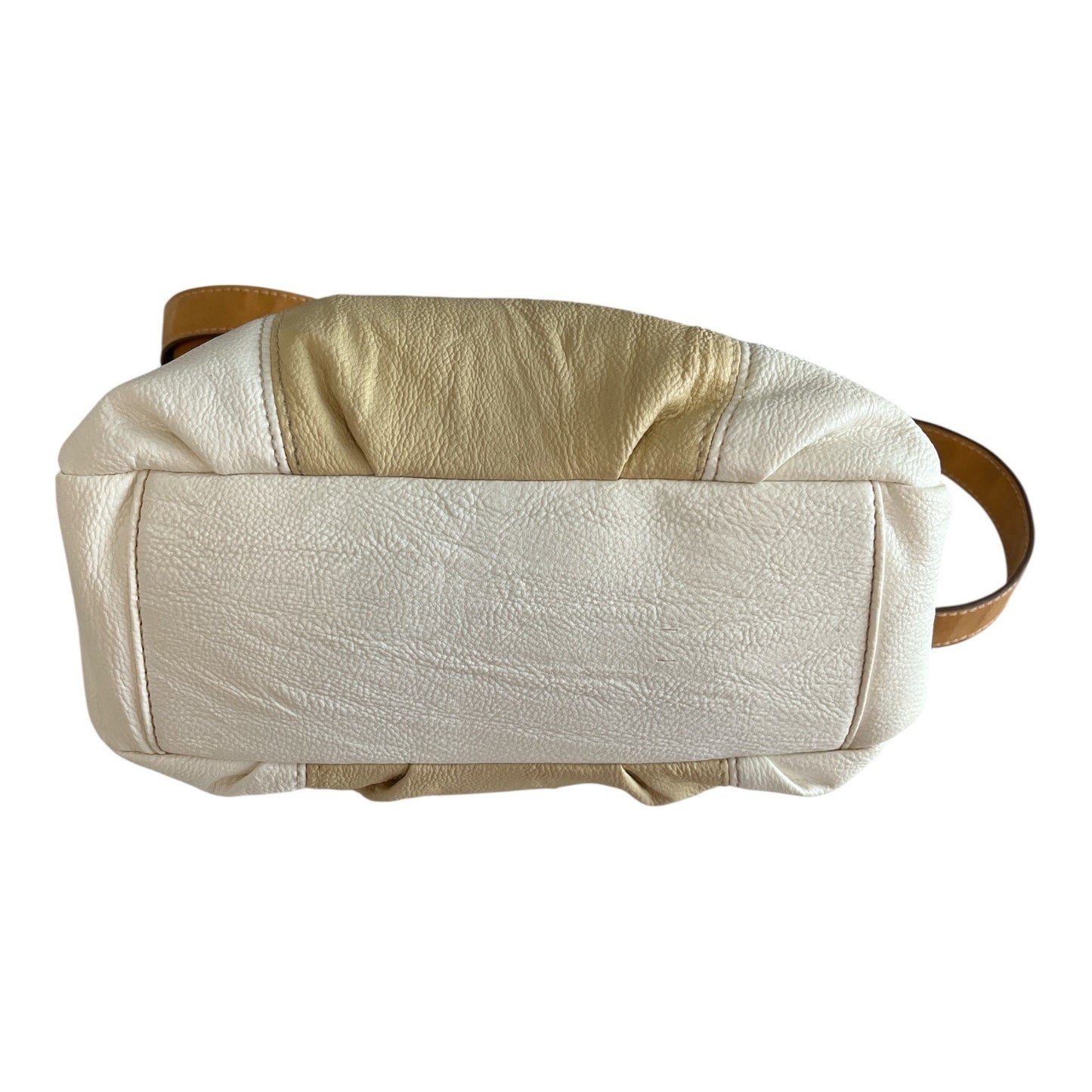 Harvé Benard Crossbody Shoulder Bag – White and Beige with Tan Strap