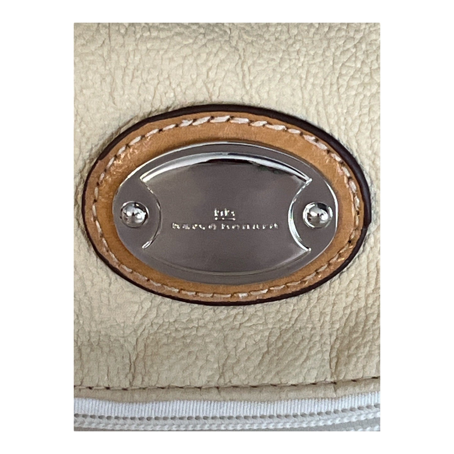 Harvé Benard Crossbody Shoulder Bag – White and Beige with Tan Strap