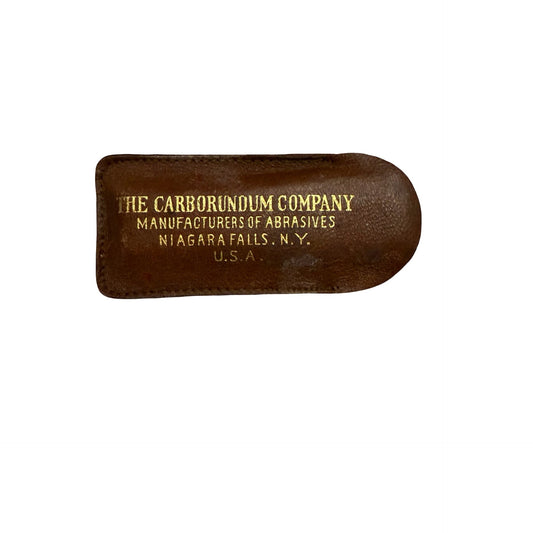 Antique Carborundum Company Pocket Hone Sharpening Stone Leather Case Niagara Falls