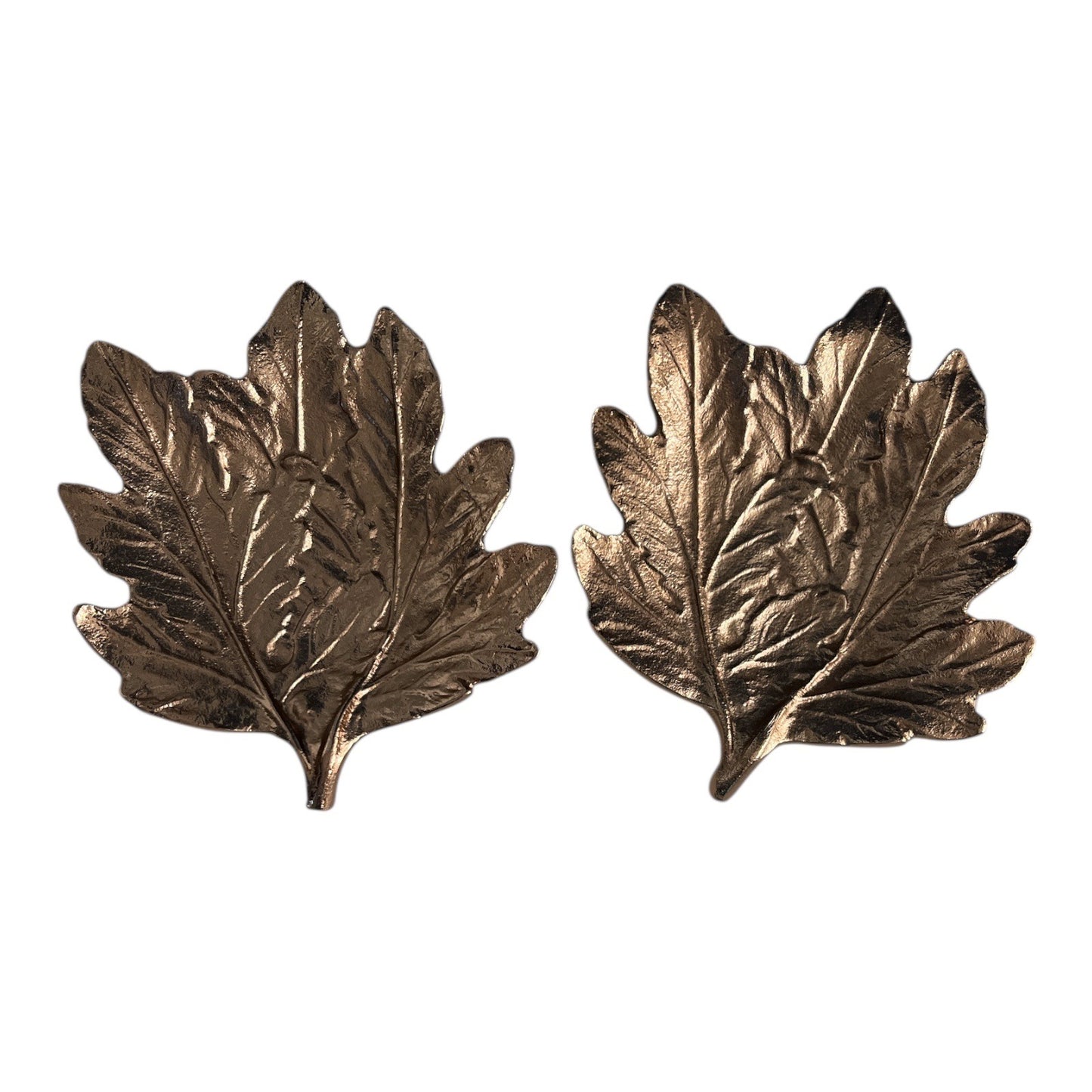 Pier 1 Imports Bronze Leaf Trinket Dish Set of 2 Decorative Metal Leaf Bowls