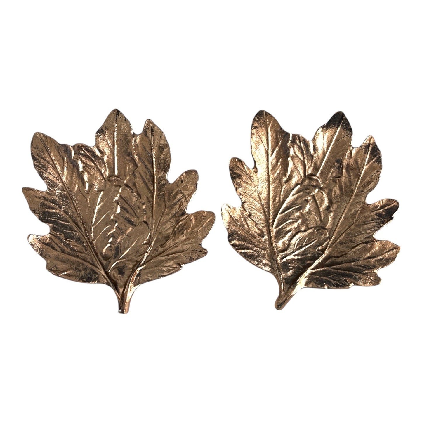 Pier 1 Imports Bronze Leaf Trinket Dish Set of 2 Decorative Metal Leaf Bowls
