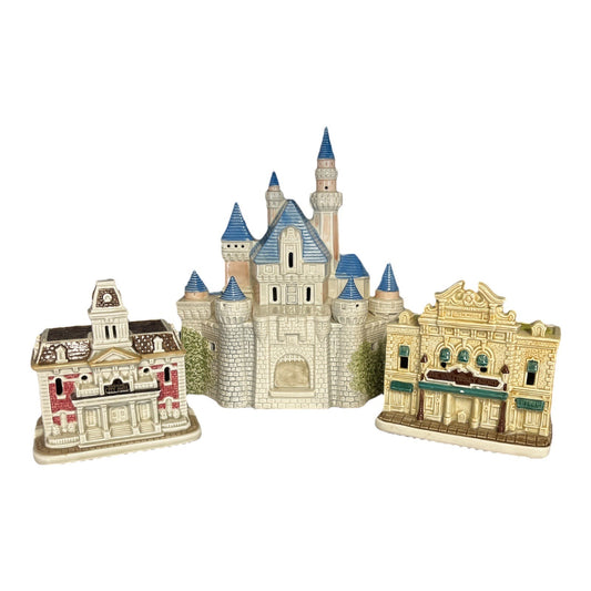 Disney Magic 1988 Disneyland Ceramic Village Set – Sleeping Beauty Castle, City Hall, Opera House – Sears Exclusive
