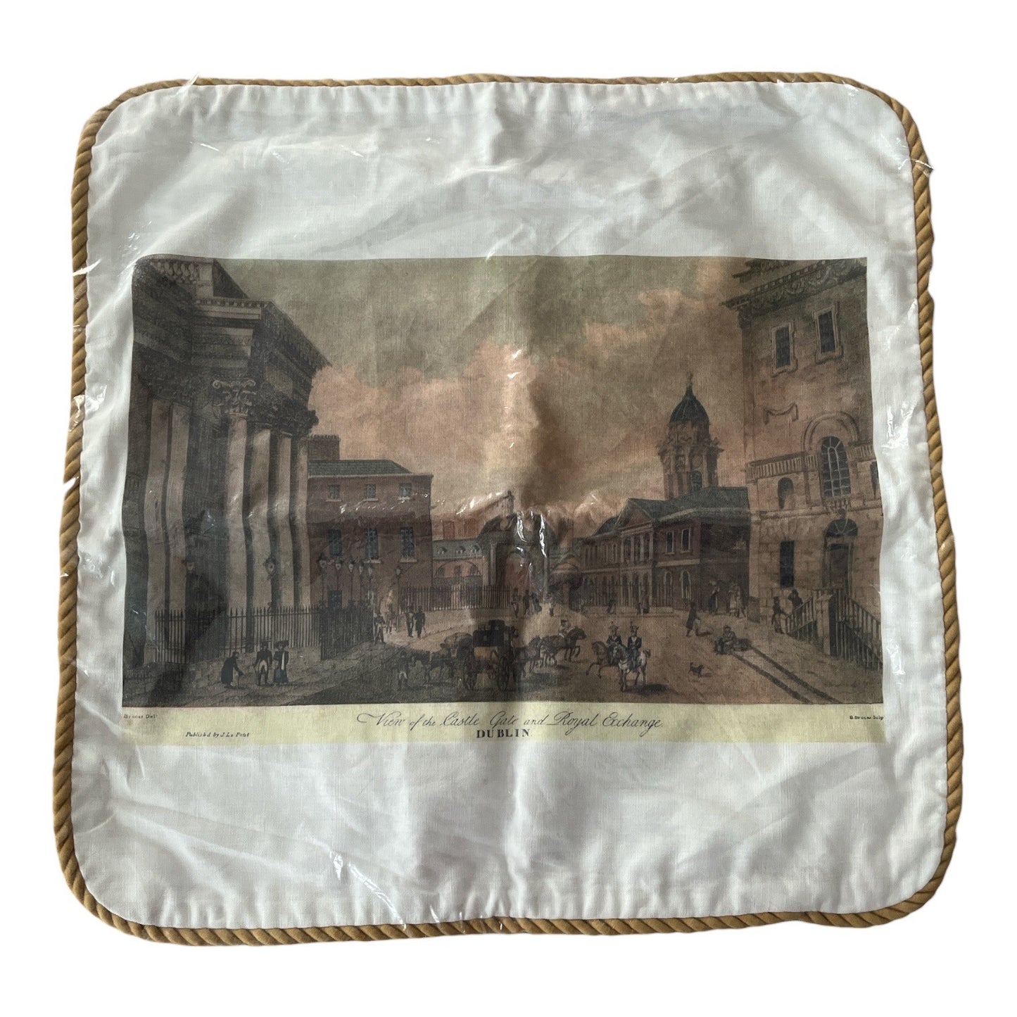 Vintage Dublin Ireland Castle Gate Pillow Cover Irish Architectural Print 18 Inch