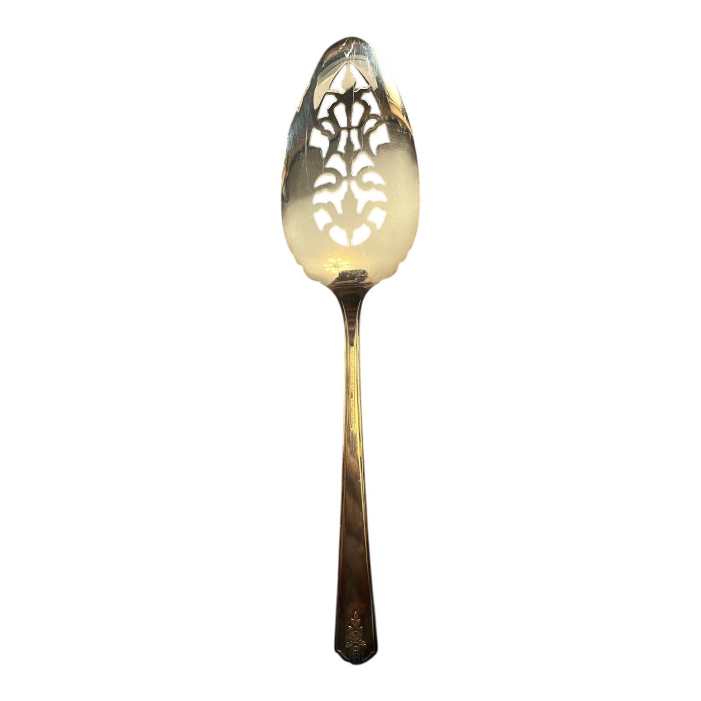 Vintage Oneida Community Par Plate Pierced Pie Server – Silverplate – 9.75” – Floral Handle