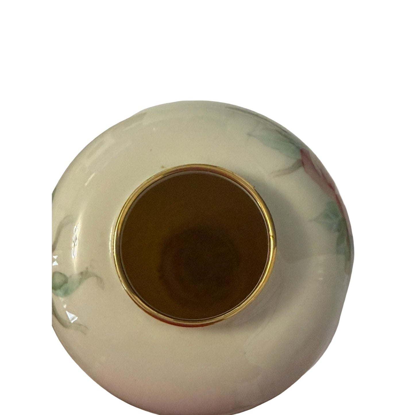 Lenox Chatsworth Floral Porcelain Vase Gold Trim Ivory Pink Blue Flowers USA