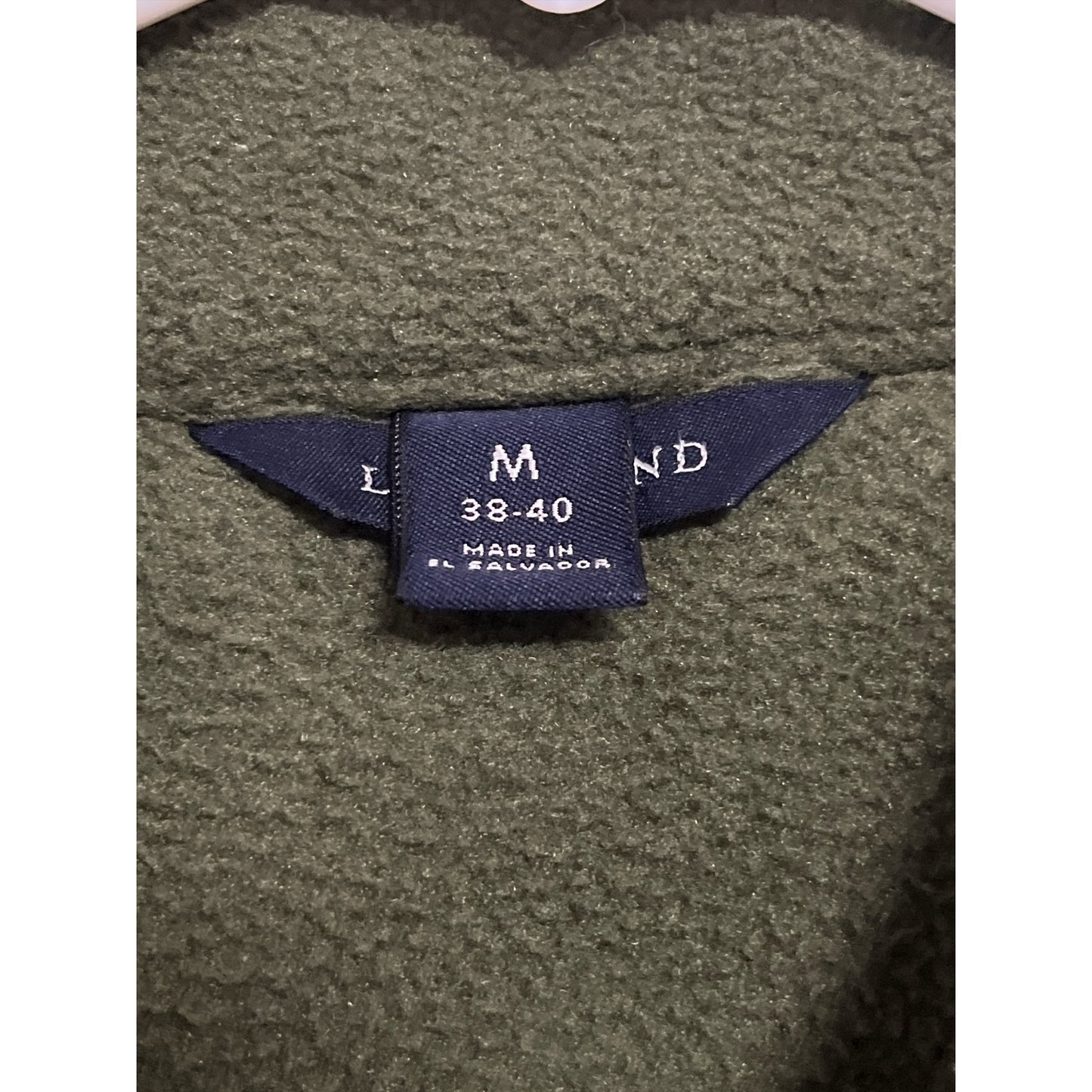 Lands’ End Men’s Medium Green Fleece Jacket with Nylon Shoulder Panels