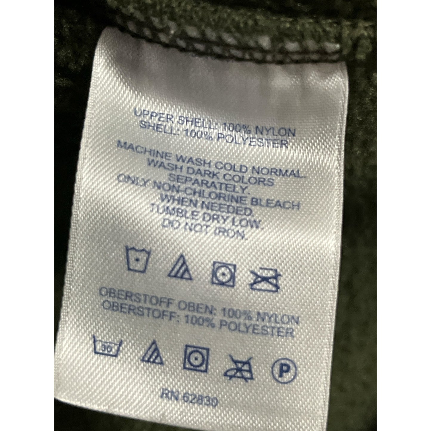 Lands’ End Men’s Medium Green Fleece Jacket with Nylon Shoulder Panels