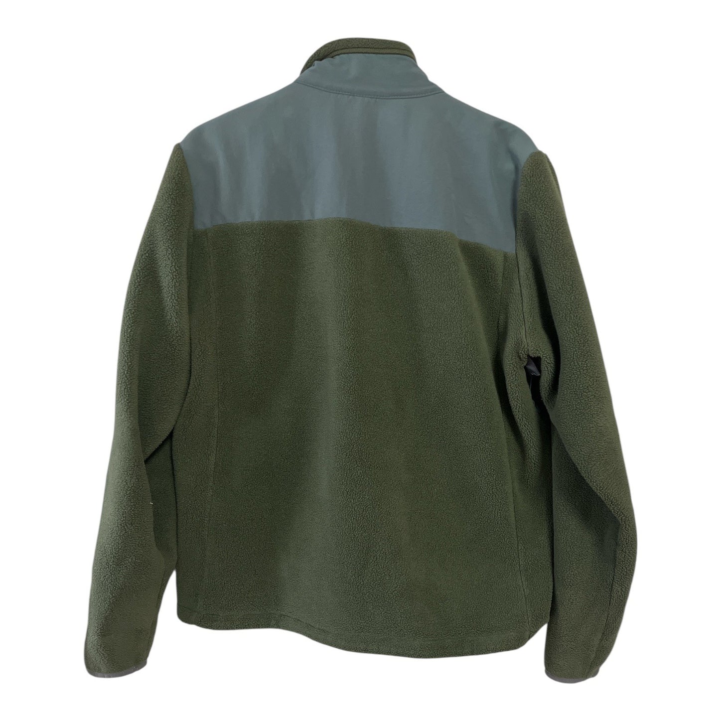 Lands’ End Men’s Medium Green Fleece Jacket with Nylon Shoulder Panels