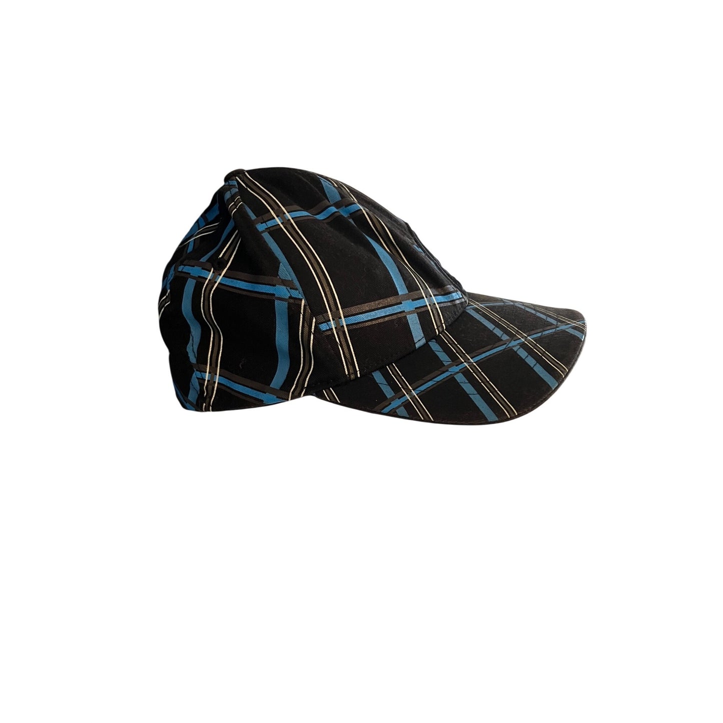 Fox Racing Flexfit Hat Black Blue Plaid Fitted Cap Adult Size L XL