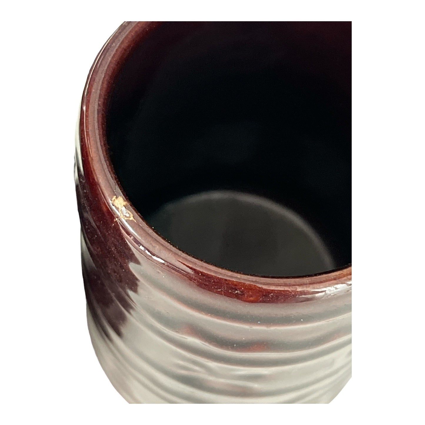 Vintage USA Pottery Brown Drip Barrel Mugs – Set of 2 – 1950s–1970s