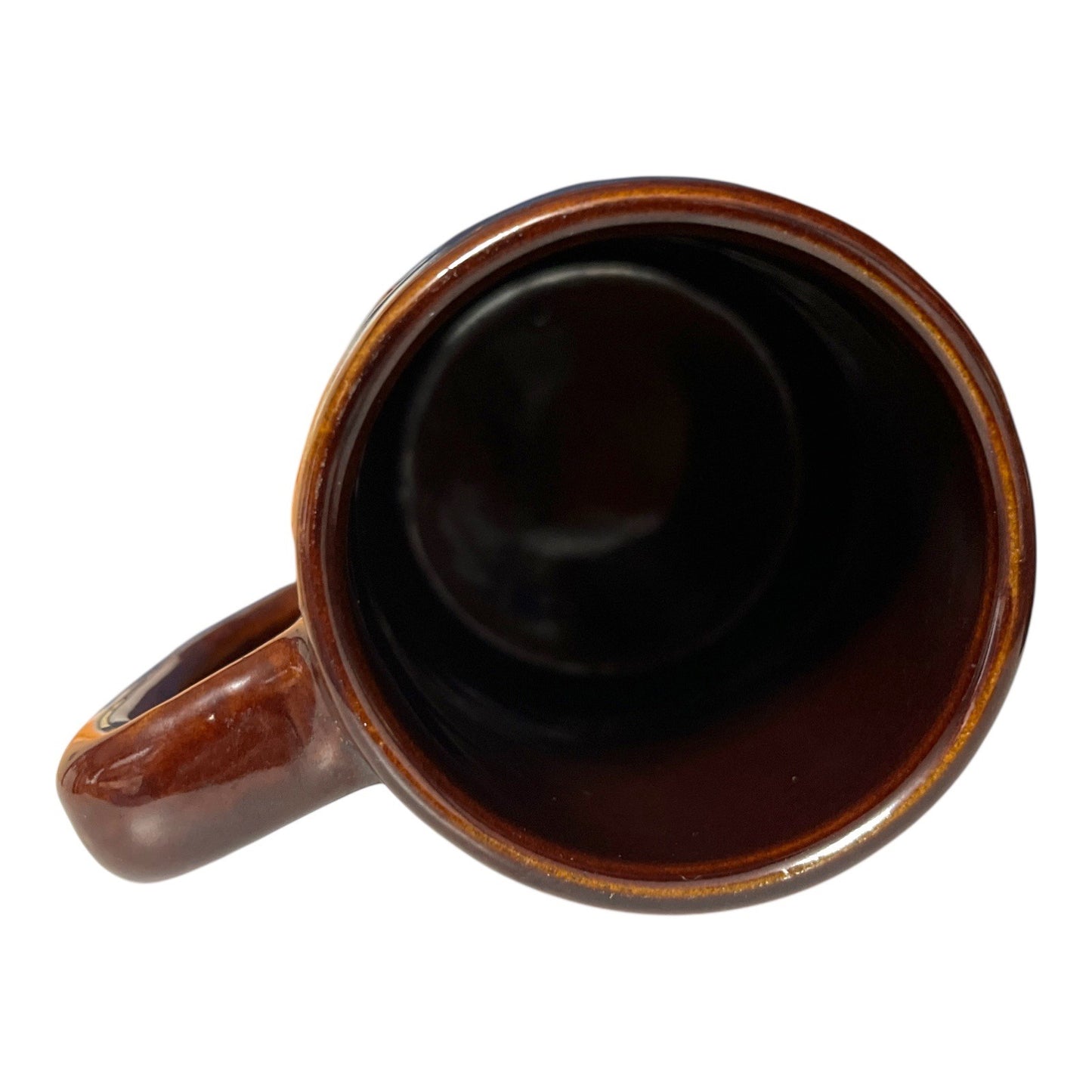 Vintage USA Pottery Brown Drip Barrel Mugs – Set of 2 – 1950s–1970s