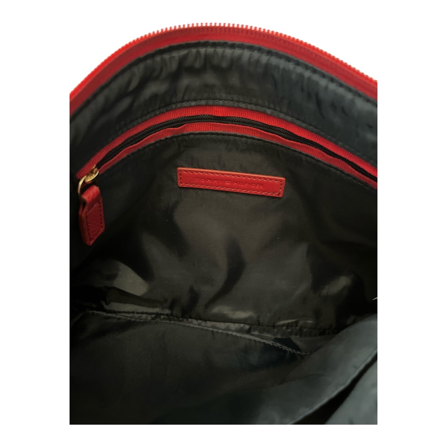Tommy Hilfiger Red Crossbody Bag With Adjustable Strap & Gold Tone Hardware