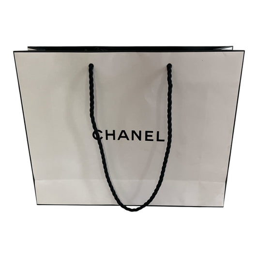 Chanel Large White Shopping Gift Bag with Black Rope Handles – 8x10