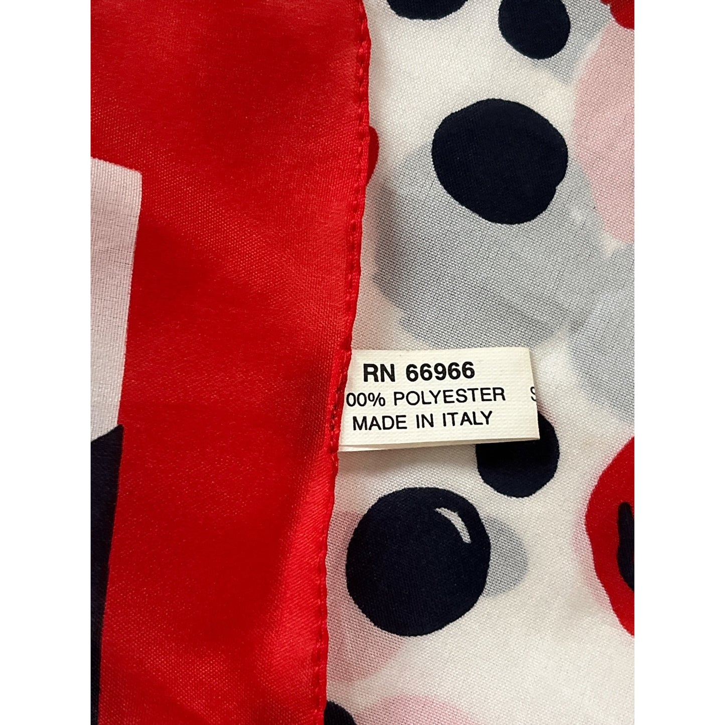 Vintage Italian Polka Dot Scarf Red White Navy Made in Italy