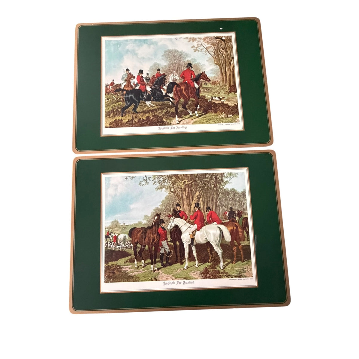 Vintage Pimpernel English Fox Hunting Placemats Set of 4 Hunting Green 18x13