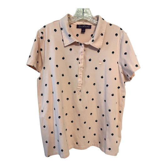 Gloria Vanderbilt Women's Polo Shirt L | Light Pink with Black Swan Embroidery | 95% Cotton