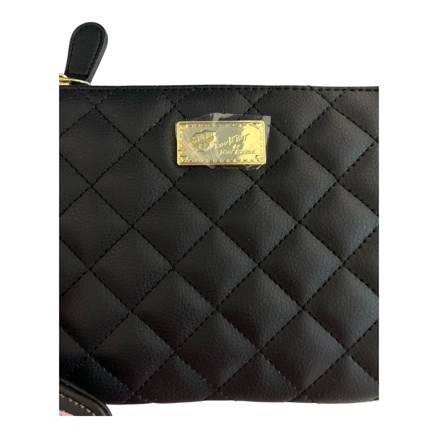 Betsey Johnson Luv Betsey Unicorn Coin Purse and Quilted Wristlet Set Black Pink Faux Leather