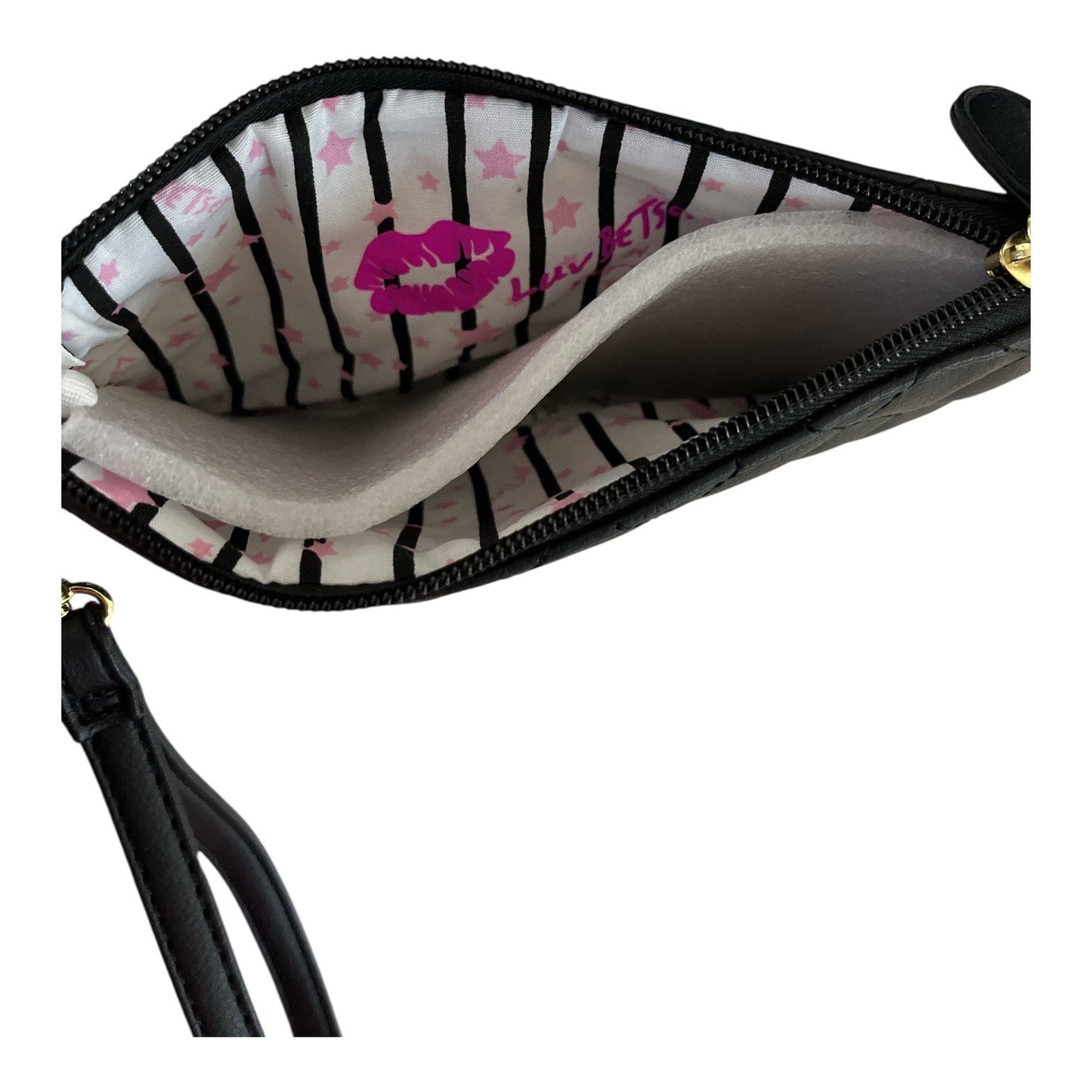 Betsey Johnson Luv Betsey Unicorn Coin Purse and Quilted Wristlet Set Black Pink Faux Leather