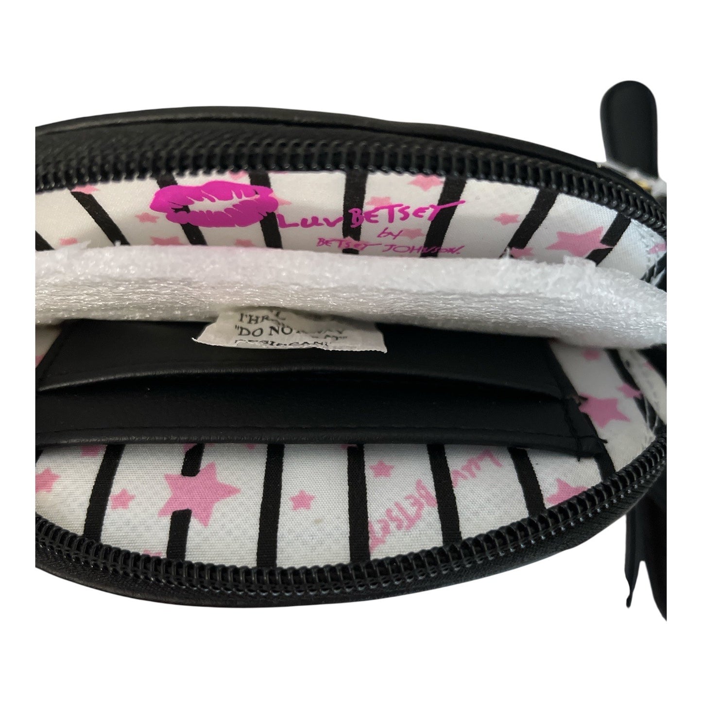 Betsey Johnson Luv Betsey Unicorn Coin Purse and Quilted Wristlet Set Black Pink Faux Leather
