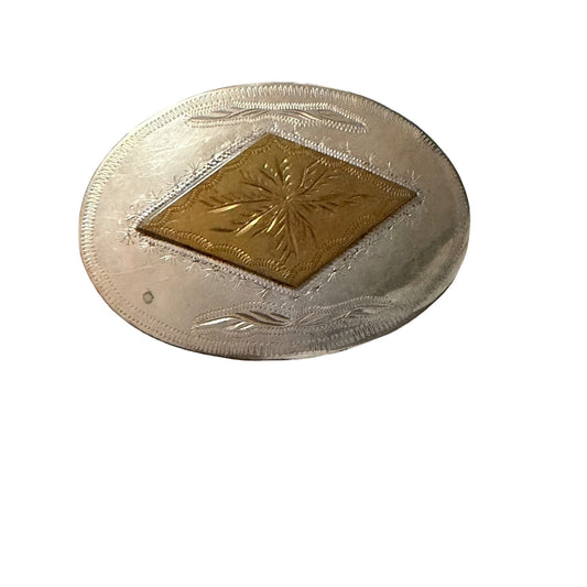 Vintage Sanchez International Hand Engraved German Silver Western Belt Buckle