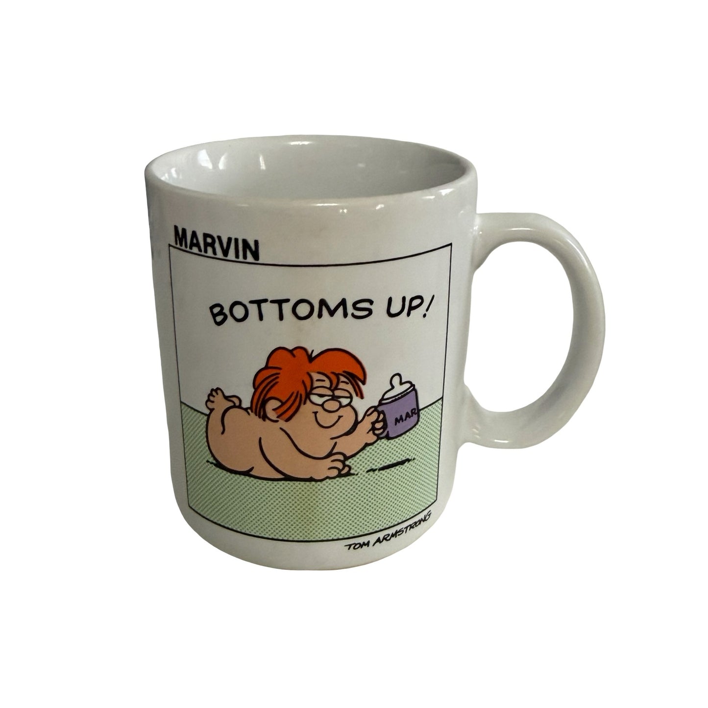 Vintage 1982 Hallmark Marvin “Bottoms Up!” Coffee Mug Tom Armstrong Made in Japan