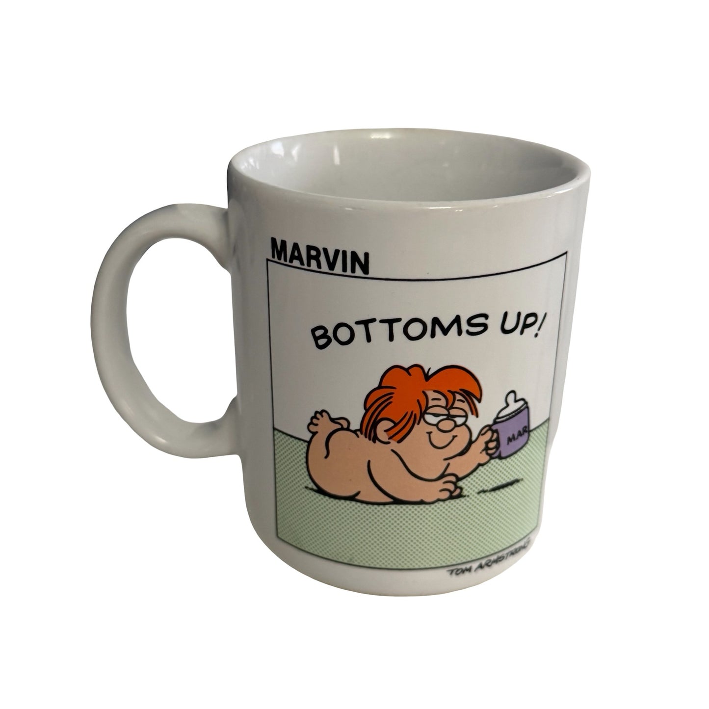 Vintage 1982 Hallmark Marvin “Bottoms Up!” Coffee Mug Tom Armstrong Made in Japan