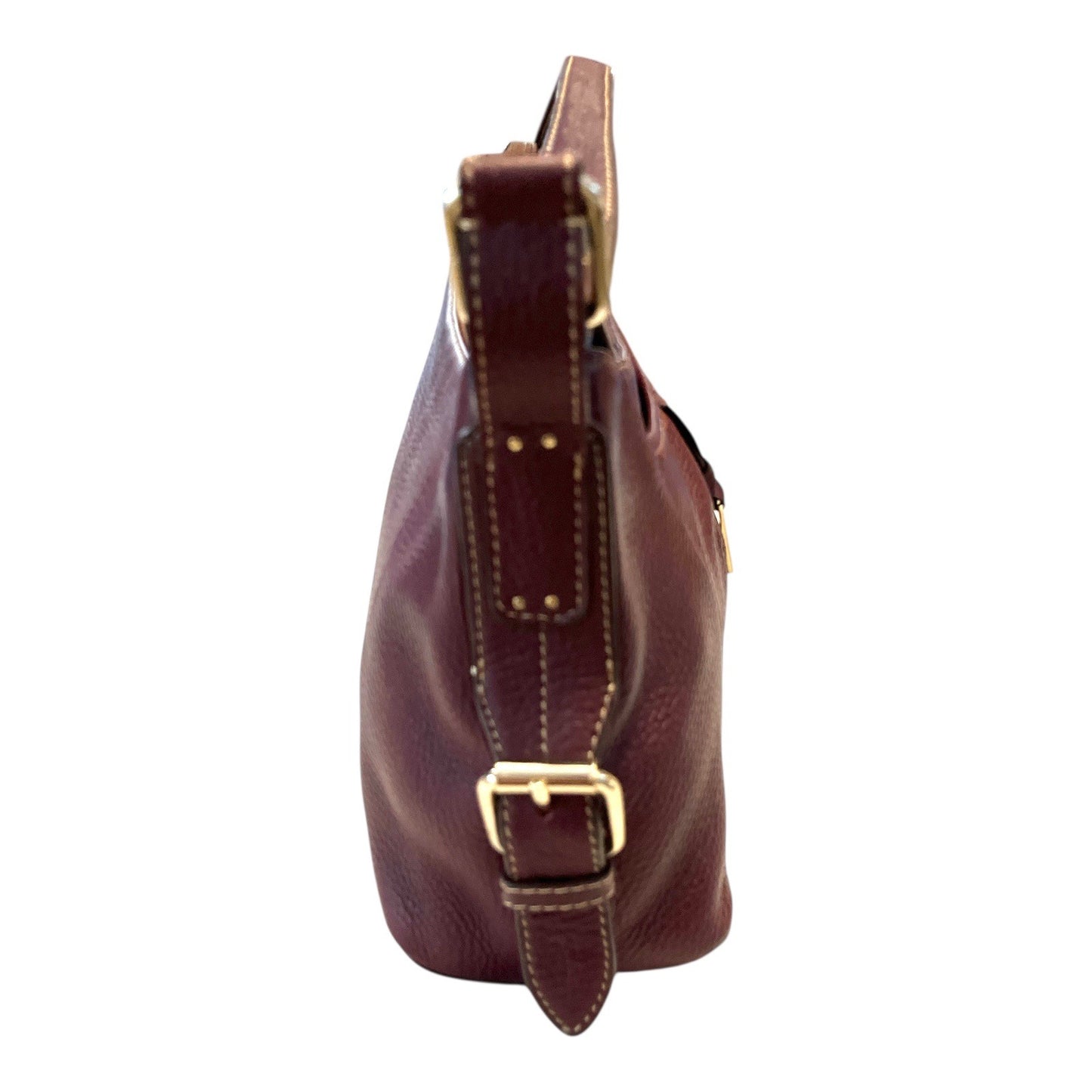 Vintage Etienne Aigner Maroon Pebbled Leather Shoulder Bag
