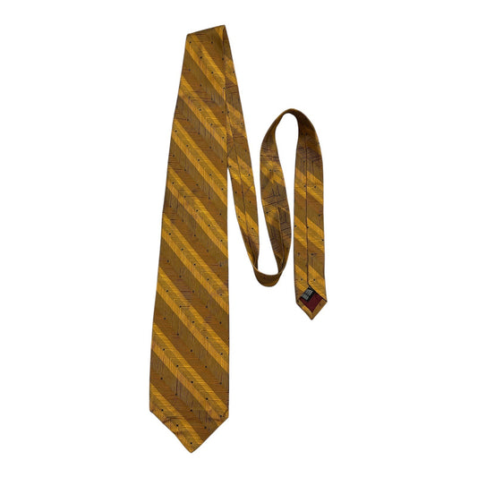 Fratelli Moda Geometric Striped Shimmery Silk Tie – Made in Italy  – 1990s–2000s