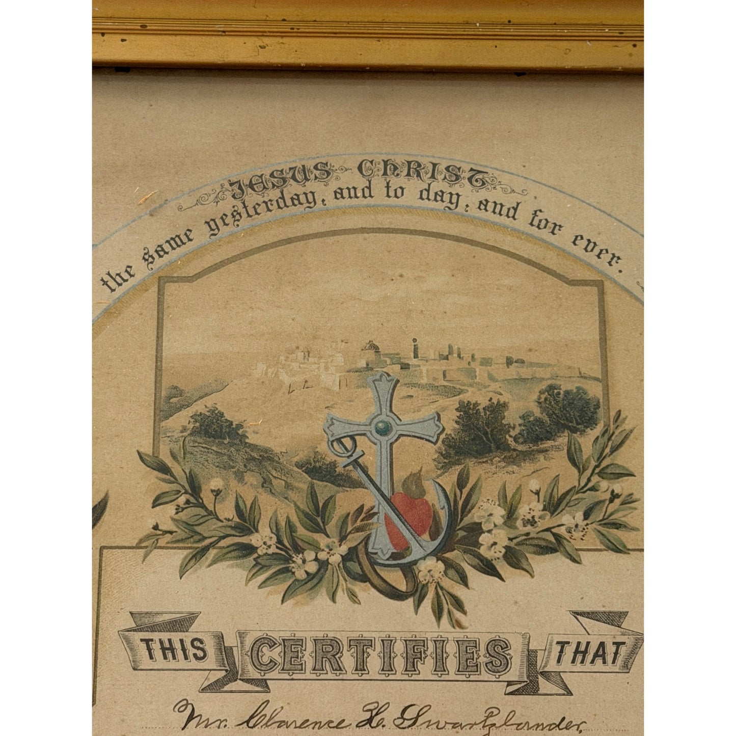 Antique 1906 Framed Marriage Certificate Hessville Sandusky County Ohio Ernst Kaufmann